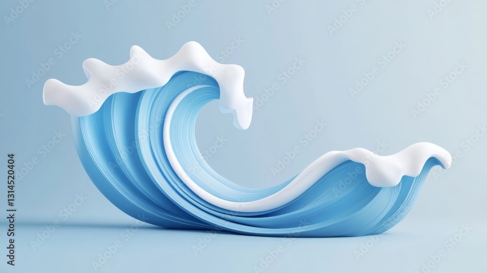 Poster fresh 3d wave icon in blue color scheme isolated on background
