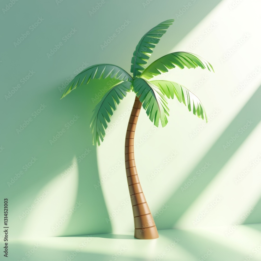 Poster glossy minimalist 3d palm tree icon for modern design projects