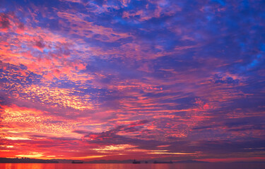 West Coast Dramatic Sunset. Sunset over the sea. Stanley Park, Vancouver, British Columbia, Canada