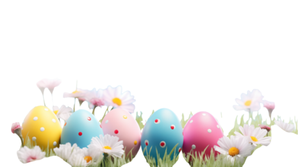Basket of easter eggs and cute rabbit PNG Easter eggs backgrounds watercolor painting white background