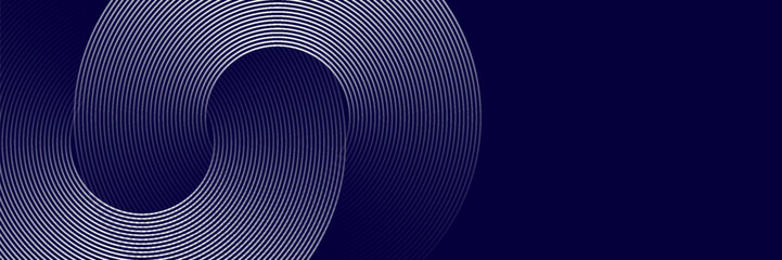 Blue abstract background with glowing circles. Swirl circular lines pattern. Geometric spiral. Twirl element. Modern graphic desi