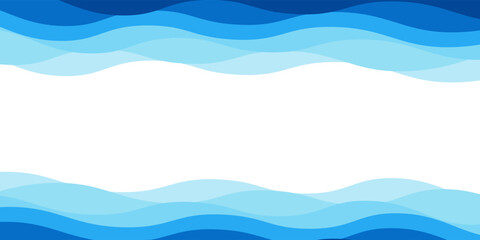 Fototapeta premium Blue gradient wave layer white background, wavy lines feeling of river, ocean or beach landscape with horizontal sky scene