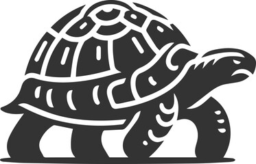 A tortoise walking slowly with its head slightly raised vector silhouette animal design