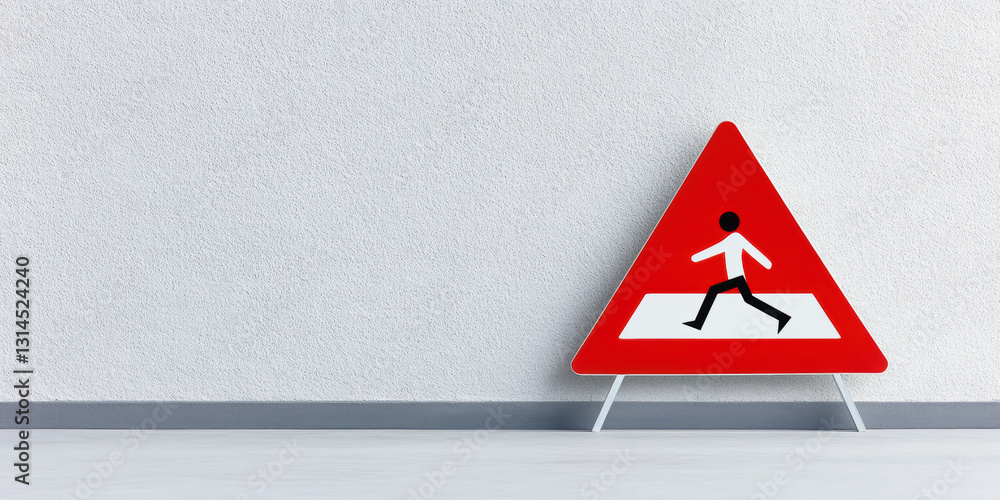 Poster traffic sign, falling rocks hazard sign with triangular shape in high fidelity resolution.