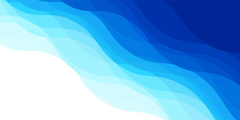 Blue gradient wave layer white background, wavy lines feeling of river, ocean or beach landscape with horizontal sky scene