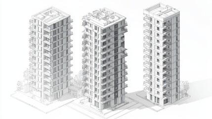 Fototapeta premium Three Floor Building With Exposed Stairwells
