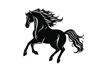 Running Horse Silhouette Vector Illustration Wild Mustang Clipart Design 