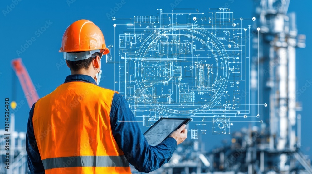 Poster ai-driven construction site monitoring detecting potential safety hazards