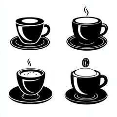 Obraz premium Set of coffee icons featuring various styles and presentations of warm beverages