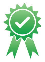 Green seal with green ribbons isolated on white background vector illustration. Award medal, Green stamp isolated on white. Luxury seal. Winner, Trophy, Top Quality concept.