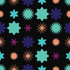 Abstract Seamless Pattern. A mix of geometric shapes, stars and circles for modern design