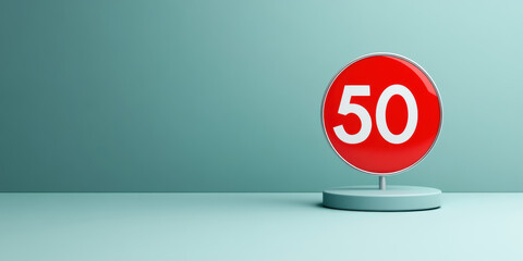 Traffic sign, Speed limit sign with reflective surface in high fidelity image.