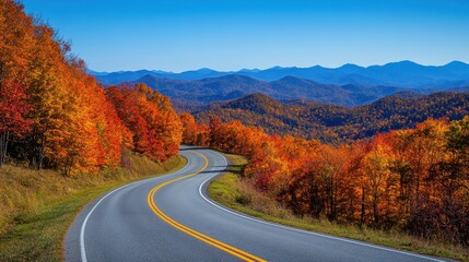 Scenic autumn drive through the mountains