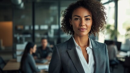 Fototapeta premium Confident Businesswoman in Tailored Suit Exuding Professionalism