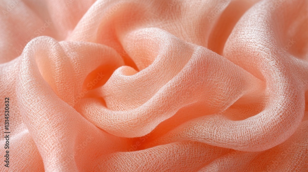 Poster elegant peach fabric folds creating soft textures and shadows in a close up shot highlighting the de