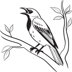 bare throated bellbird bird silhouette vector illustration