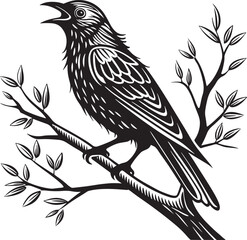 Obraz premium bare throated bellbird bird silhouette vector illustration
