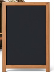 Elegant Blackboard Framed in Natural Wood Surrounded by Soft Lighting and Cozy Classroom Atmosphere