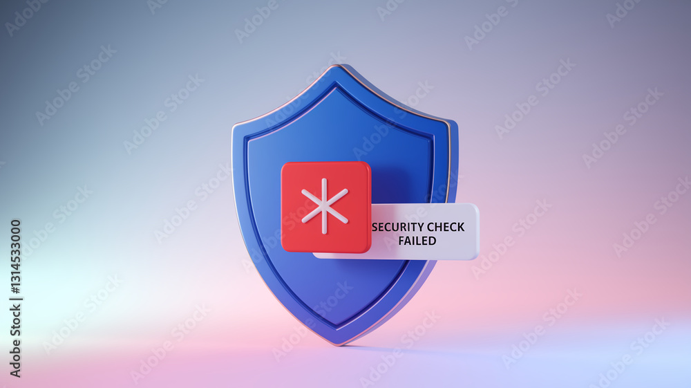 Fototapete blue shield icon with red square and 