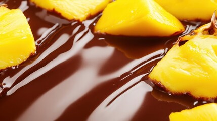 Vibrant Pineapple With Glossy Chocolate Create Delight