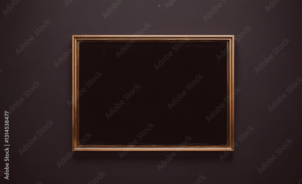 Aufkleber black framed mirror with a gold frame. the mirror is empty