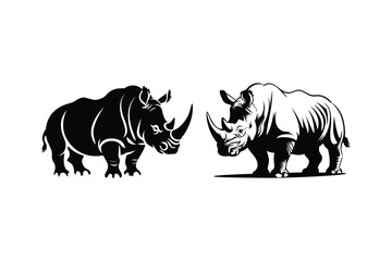 Powerful Rhino Silhouette Vector Illustration for Logos and Prints