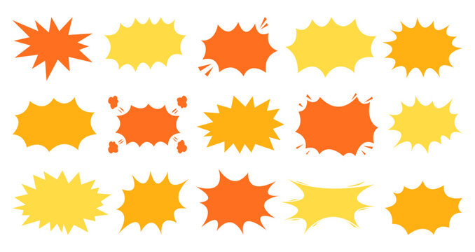 Comic burst explosion vector comic boom elements and speech bubbles