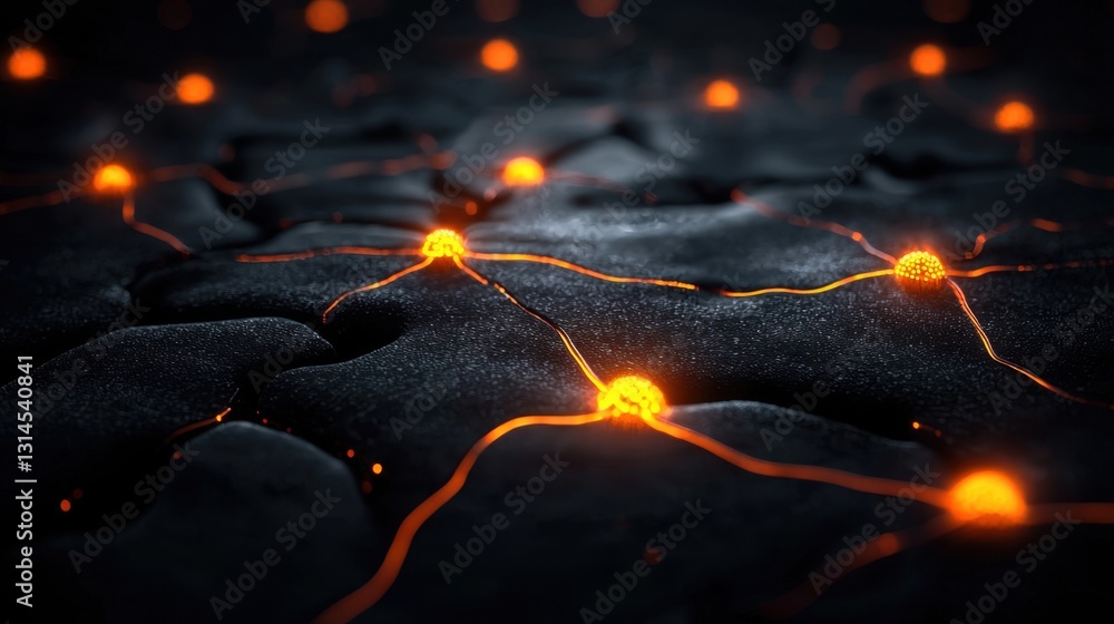 Poster artificial intelligence digital brain with glowing neural connections, futuristic deep learning conc