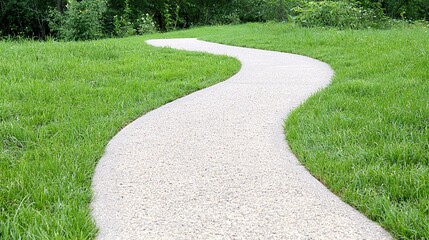 Winding Gravel Pathway Through Lush Green Lawn