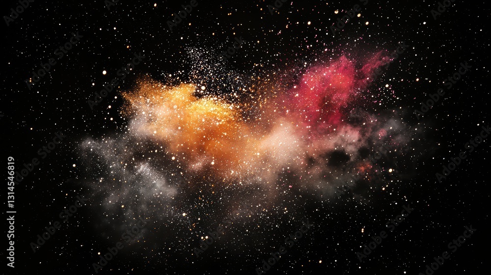 Poster cosmic nebula with star clusters and colorful dusty clouds