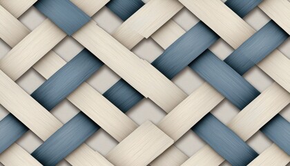 A close-up of woven patterns featuring blue and beige colors, showcasing intricate design and texture.