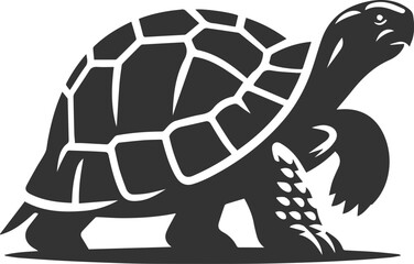 A tortoise with one front leg lifted as if taking a step vector silhouette animal design