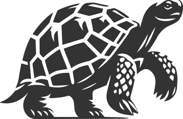 A tortoise with one front leg lifted as if taking a step vector silhouette animal design