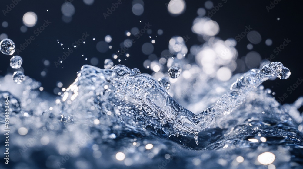 Poster dynamic water splash captured in macro photography studio setting high-speed action shot close-up pe