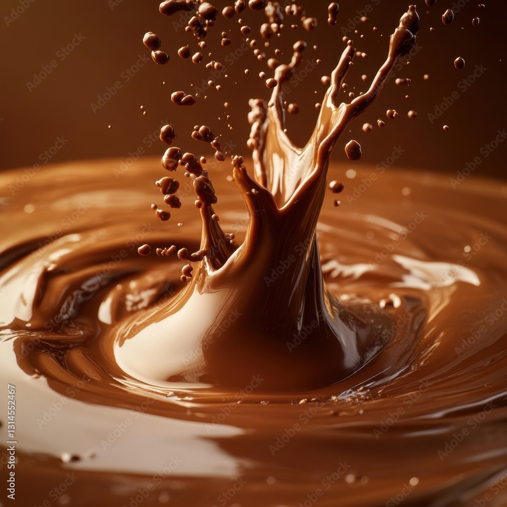 Aufkleber decadent chocolate splash creating dynamic ripples in a rich brown background evoking indulgence and