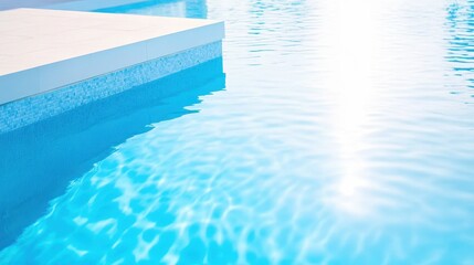 Modern Infinity Pool Reflecting Bright Sunlight Gently.