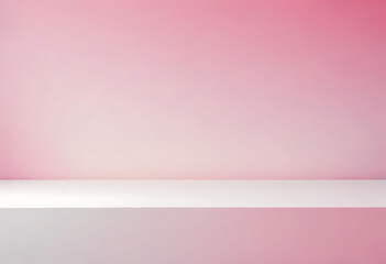 Obraz premium Soft Pink Gradient Background with Minimalist Shelf Display