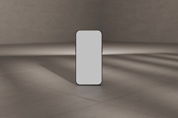 Mockup Smartphone on concrete floor. Can be used as marketing or design template