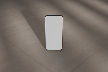 Mockup Smartphone on concrete floor. Can be used as marketing or design template