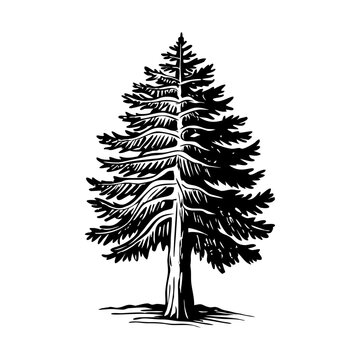 A vintage style illustration of cedar tree