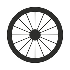 Obraz premium Simple black bicycle wheel icon on transparent background