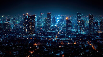 Obraz premium Night Cityscape: Bangkok's Electric Glow