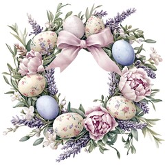 Elegant Floral Wreath with Pastel Peonies and Lavender