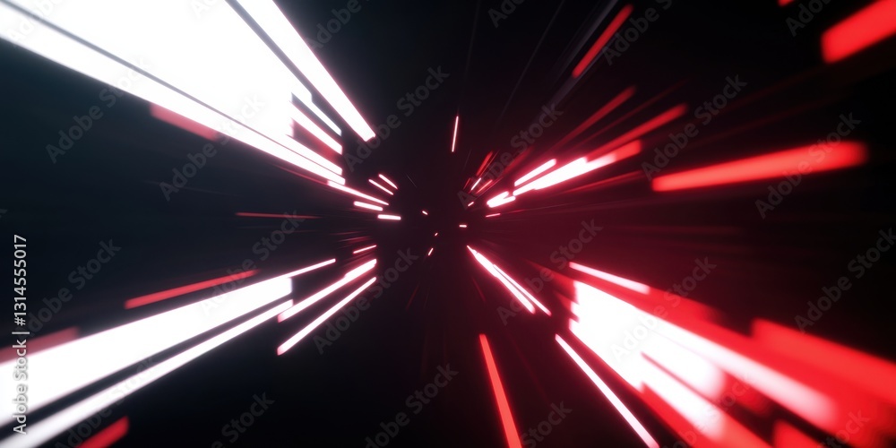 Aufkleber dynamic abstract background with blurred red and white light trails converging in the center