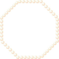 PEARLE FLAME OCTAGON. Graphic material of frames using illustrations of pearls. Wedding, greeting cards, luxury decoration.Not AI.