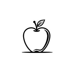 Fototapeta premium Simple black line art apple icon on transparent background