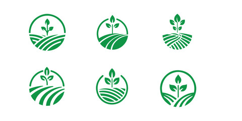 set of bundle modern and minimalist Agriculture and farming logo design.