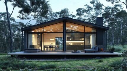 Fototapeta premium Split Level Cottage with Glassed Kitchen