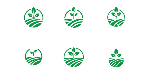 Obraz premium set of bundle modern and minimalist Agriculture and farming logo design.
