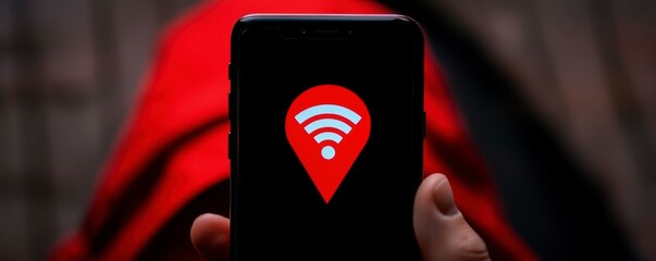 Person Holding Smartphone Showing Wifi Hotspot Location